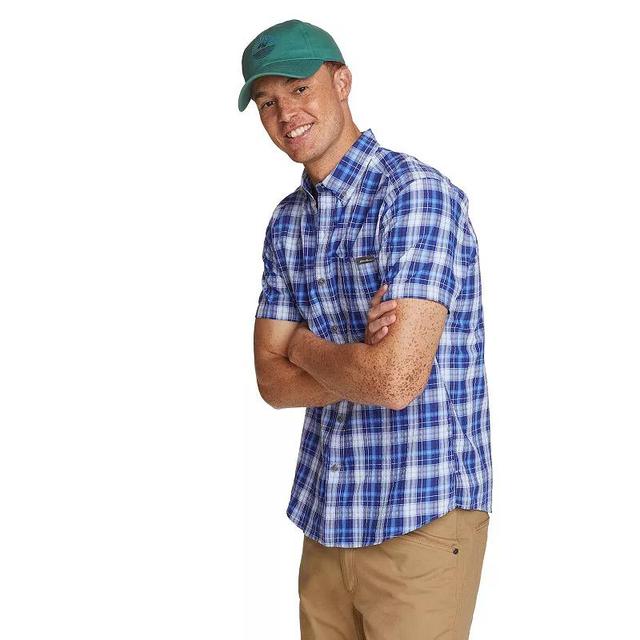 Mens Eddie Bauer UPF 40 Pack-It Seersucker Short Sleeve Button-Down Shirt Blue Product Image