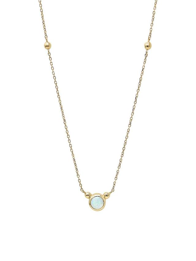 Anzie Australian Opal Bezel Solitaire Pendant Necklace in 14k Gold, 14 Product Image