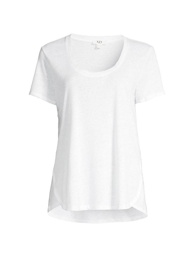 NIC  ZOE NZT Solid Stretch Cotton Knit Jersey Crew Neck Short Sleeve Shirttail Hem Tee Shirt Product Image