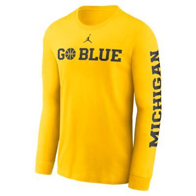 Men's Michigan Wolverines Basketball Icon Jordan College Long-Sleeve T-Shirt Product Image