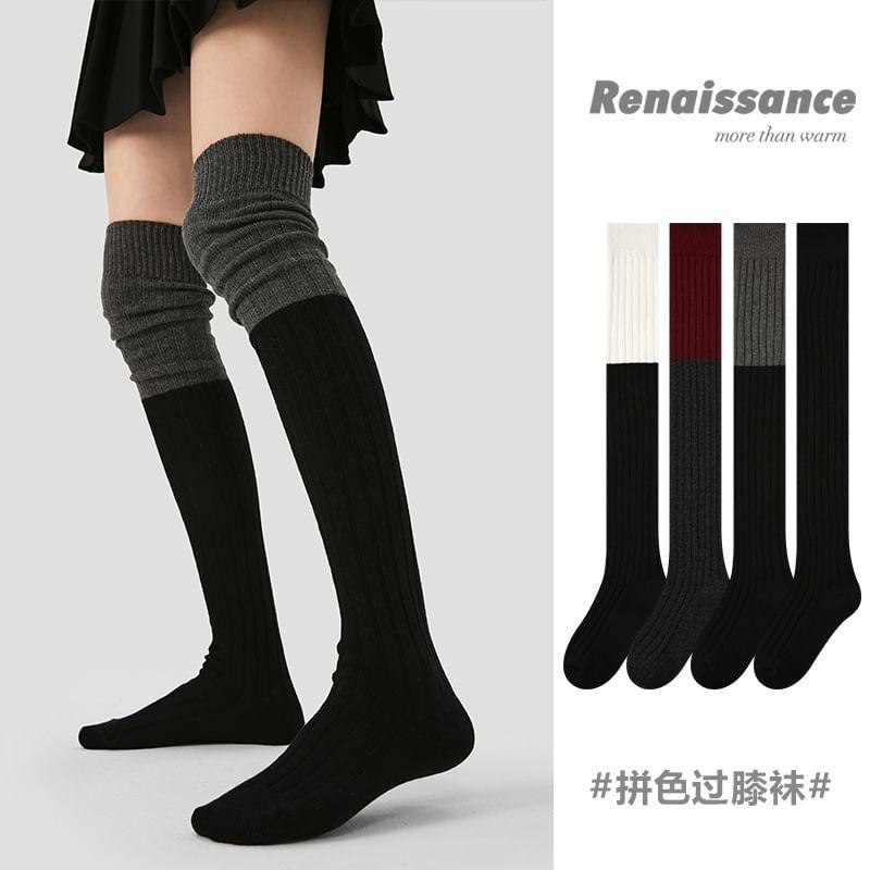 Color Block Over The Knee Socks Product Image