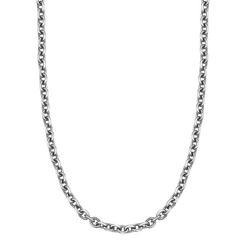 Mens LYNX Stainless Steel 7 mm Rolo Chain Necklace Silver Product Image