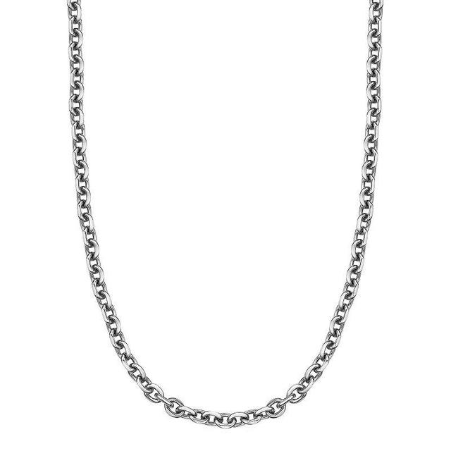 Mens LYNX Stainless Steel 7 mm Rolo Chain Necklace Silver Product Image