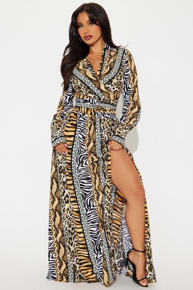 Bossy Printed Maxi Shirt Dress - Black/combo Product Image