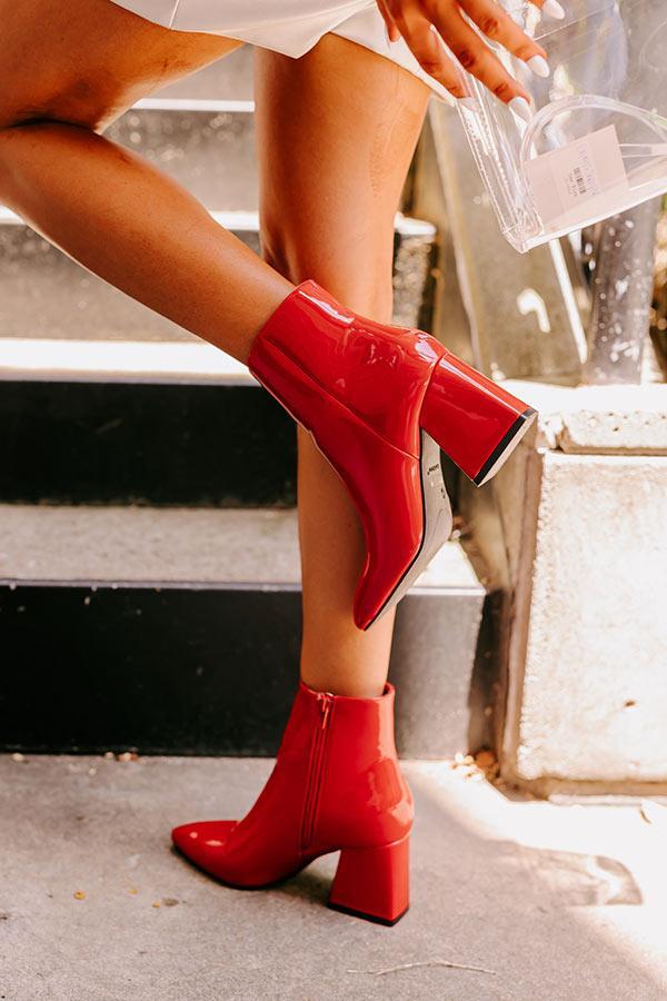 The Rowe Patent Bootie In Red Product Image