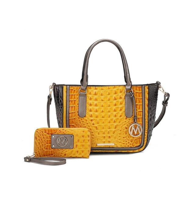 Mkf Collection Bonnie Gradient Rainbow Faux Crocodile-Embossed Women s Satchel Bag with Wallet By Mia K Product Image