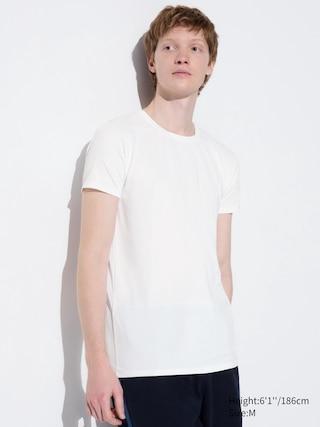 Mens Airism Crew Neck T-Shirt with Deodorizing White 2XL UNIQLO US Product Image