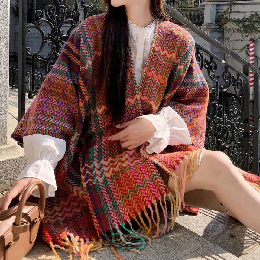 Plaid Fringed Shawl product image