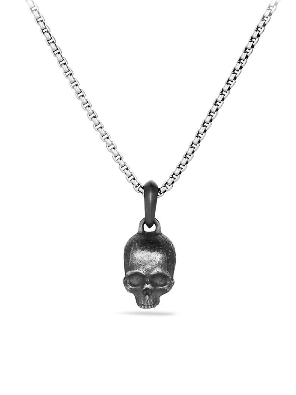 Mens Sterling Silver Waves Skull Amulet Product Image