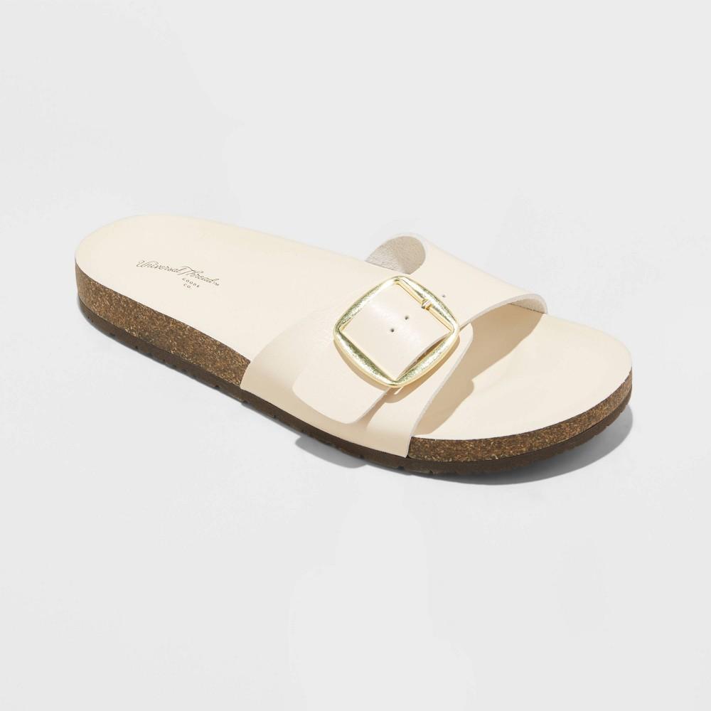 Womens Cameron Single Band Footbed Sandals - Universal Thread Cream 8 Product Image