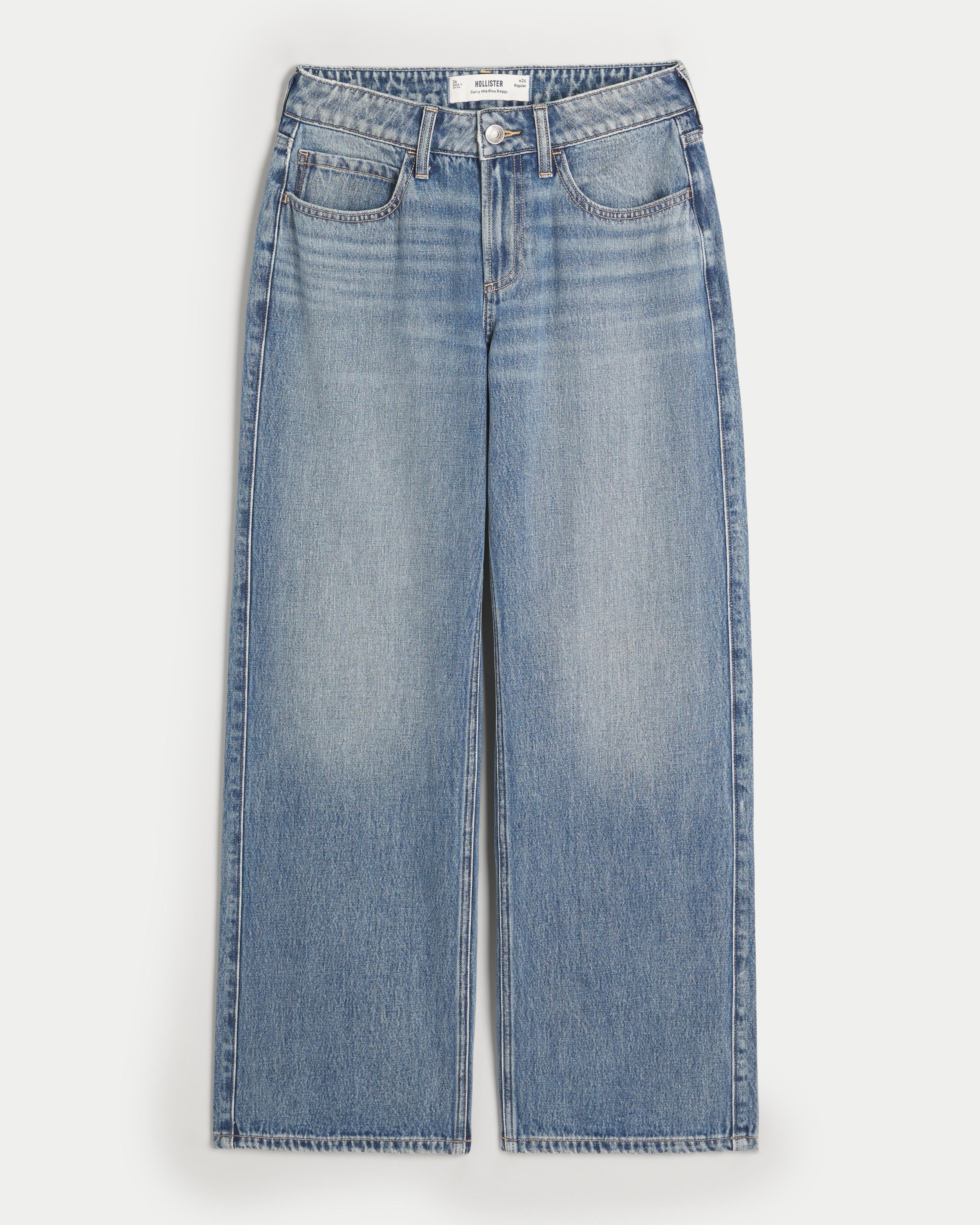 Curvy Mid-Rise Light Wash Baggy Jeans Product Image