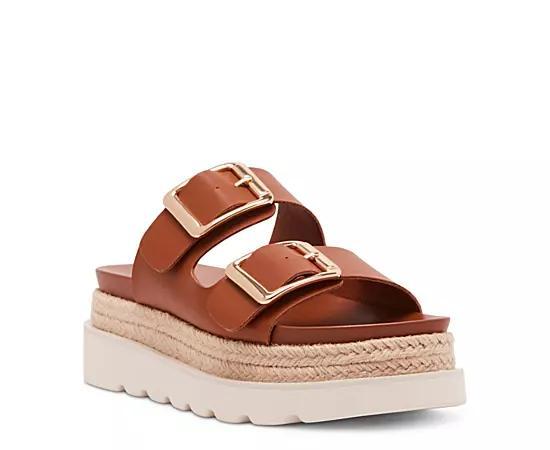 Madden Girl Mythiccal Slip-On Buckled Banded Platform Raffia Sandals Product Image