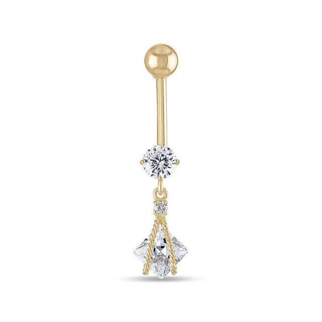 Amella Jewels 10k Gold Caged Cubic Zirconia Belly Ring, Womens, Yellow Product Image