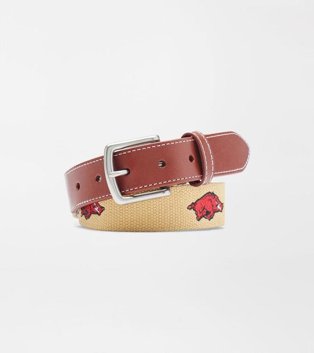 Peter Millar Mens University of Arkansas Belt | Color: Khaki | Size: 40 Product Image