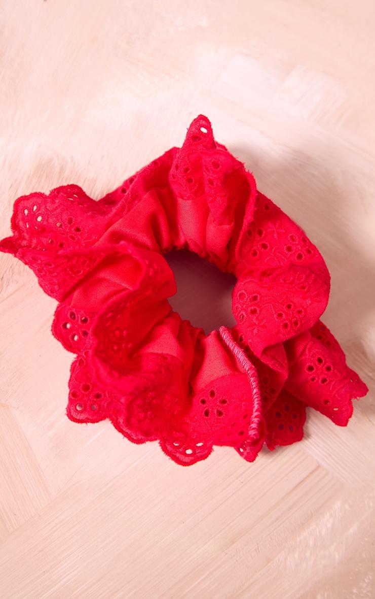 Bright Red Layered Detail Oversized Scrunchie Product Image