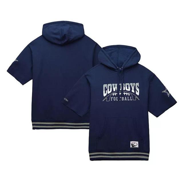 Mens Mitchell & Ness Dallas Cowboys Pre-Game Short Sleeve Pullover Hoodie Blue Product Image