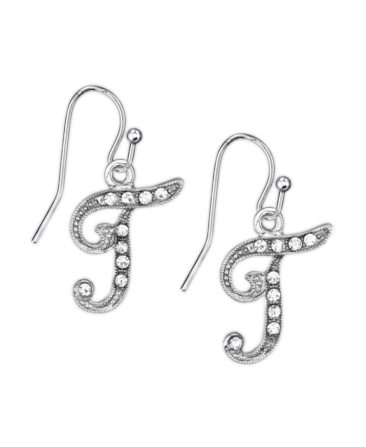 2028 Silver Tone Crystal Initial Wire Earring Product Image