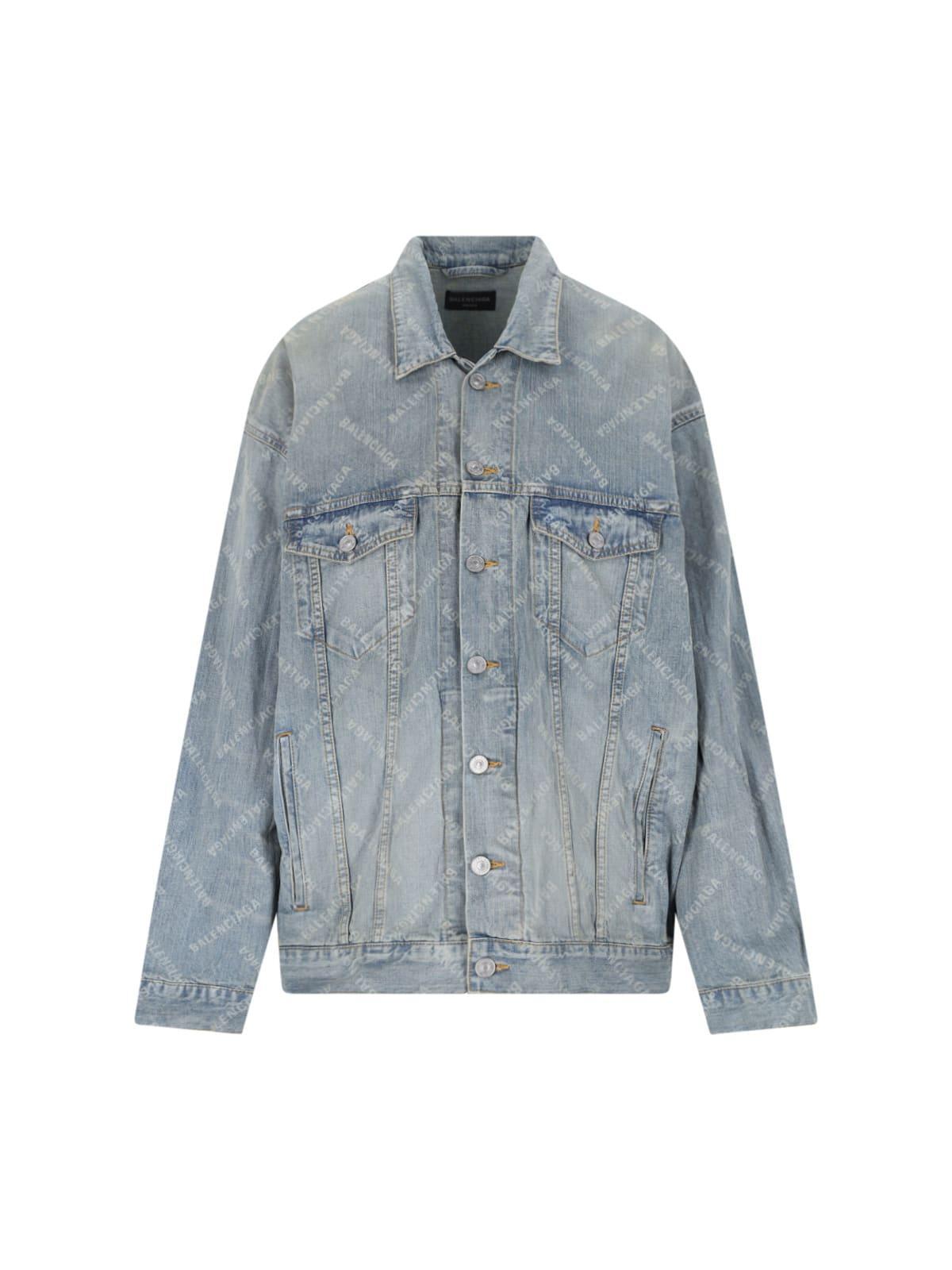 BALENCIAGA Bal Diagonal Allover Oversized Jacket In Blue Product Image