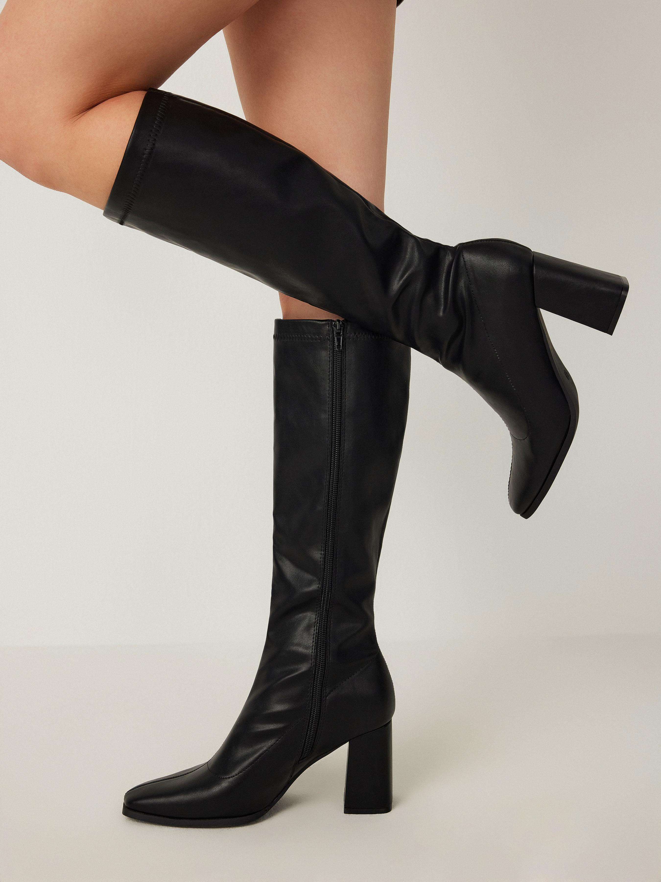 Classic Chunky Heeled Leather Knee High Boots product image