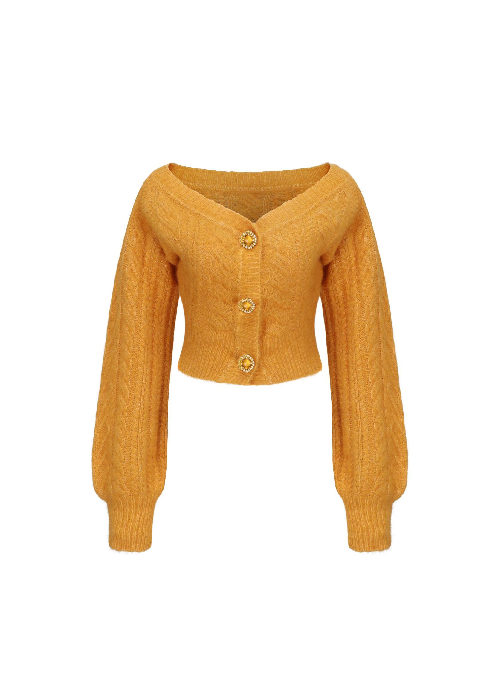 Eva Off Shoulder Cardigan (Yellow) Product Image