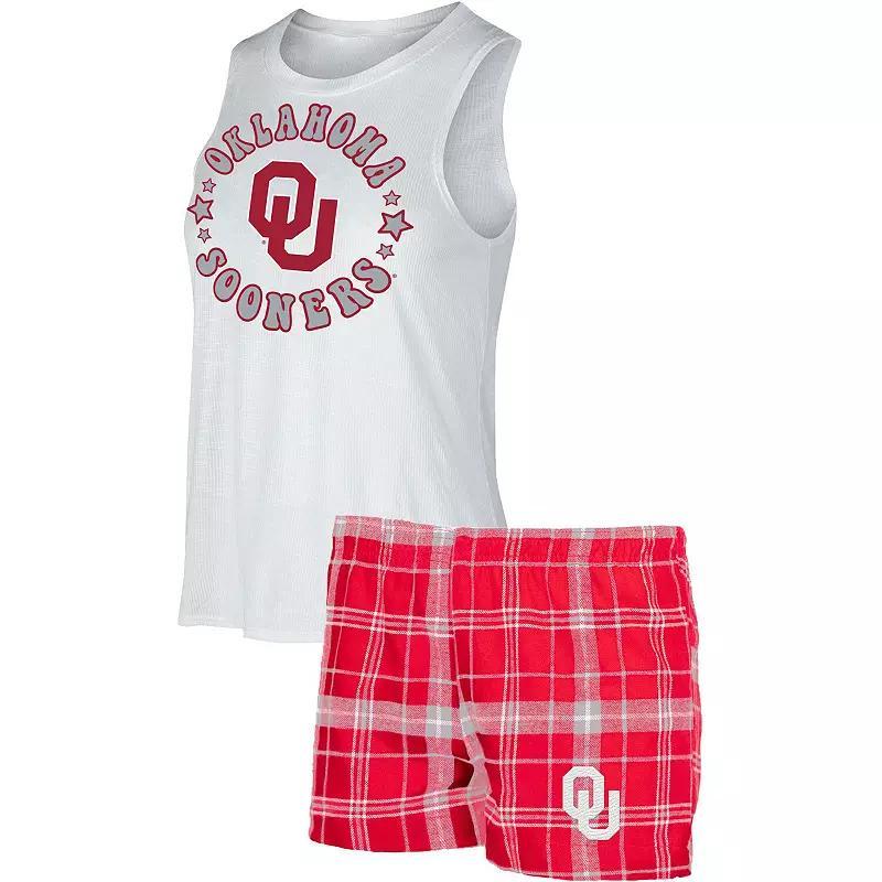 Womens Concepts Sport Crimson/White Oklahoma Sooners Ultimate Flannel Tank Top & Shorts Sleep Set Product Image