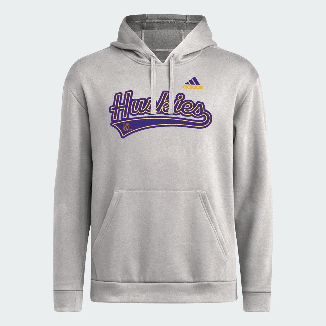 adidas University of Washington Huskies Fleece Hoodie Medium Grey Heather S Mens Product Image