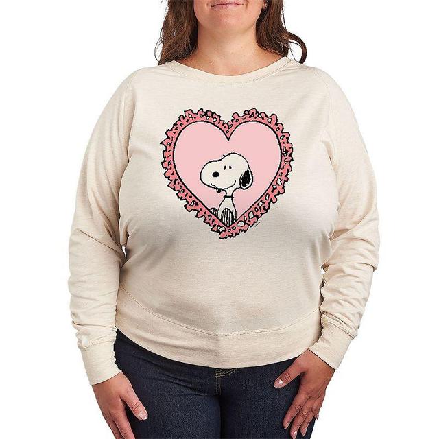 Plus Size Peanuts Snoopy Heart Frame Graphic Tee, Womens Beig/Green Product Image