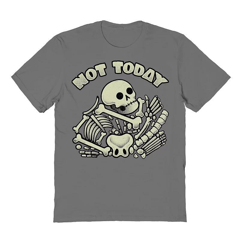 Mens Breathing Not Today Skeleton Halloween Graphic Tee Grey Product Image