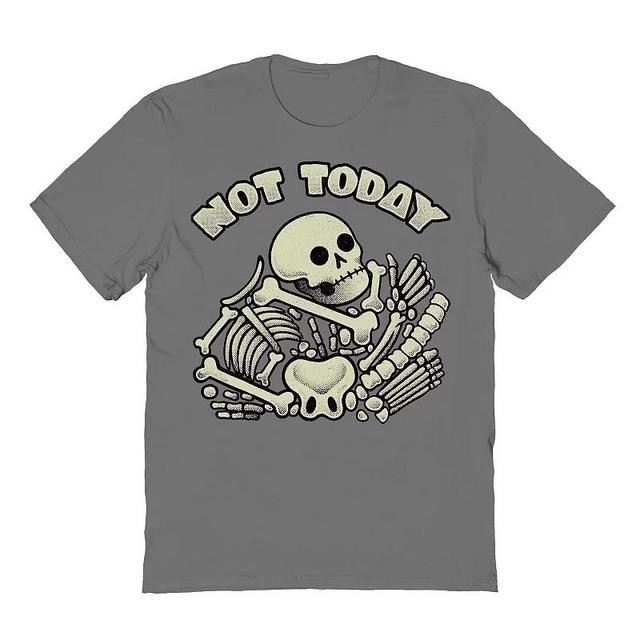 Mens Breathing Not Today Skeleton Halloween Graphic Tee Grey Product Image