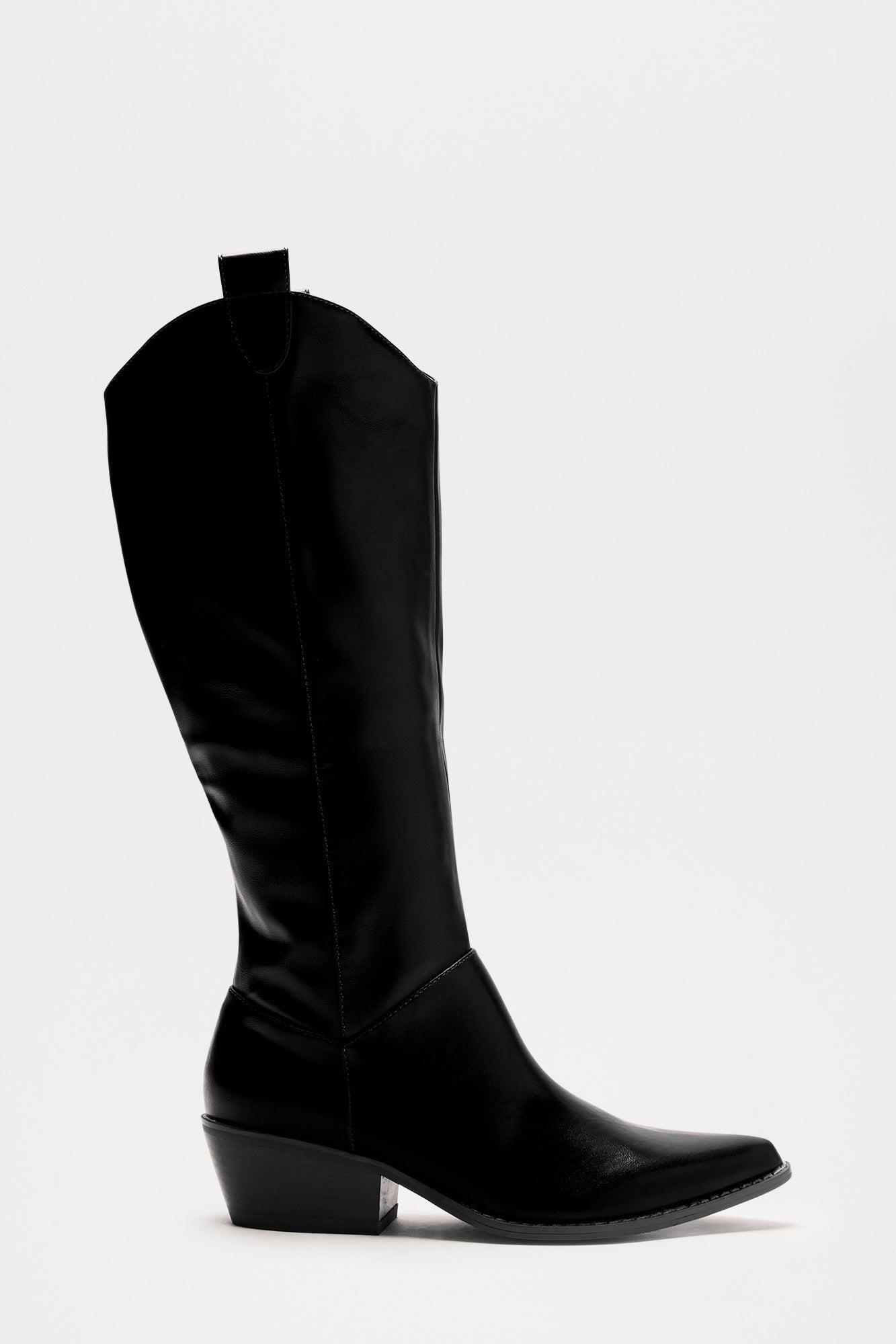 Stevie Knee High Cowboy Boots - Black product image