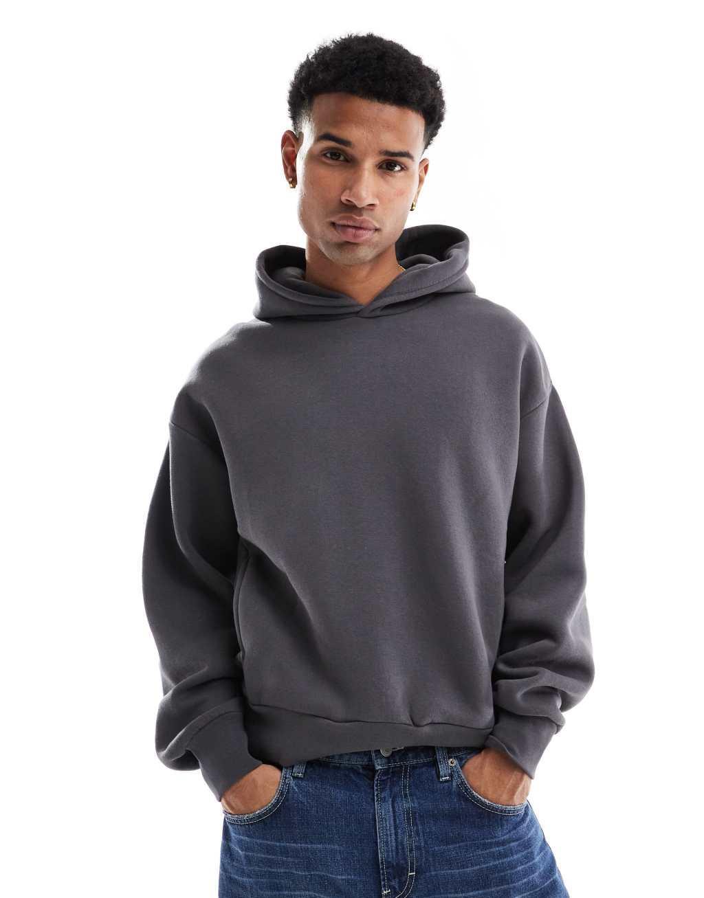 Bershka boxy hoodie in gray Product Image