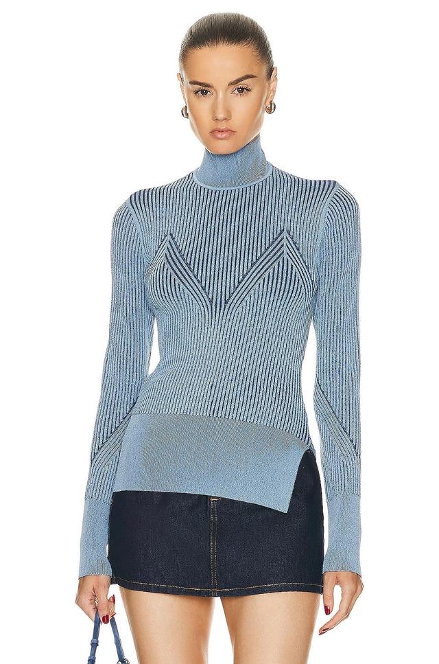 AKNVAS Lennox Two Toned Knit Top in Blue Product Image