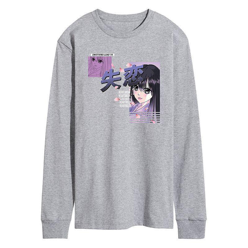 Mens Anime Heartbreak Long Sleeve Tee, Size: XXL, Med Red Product Image