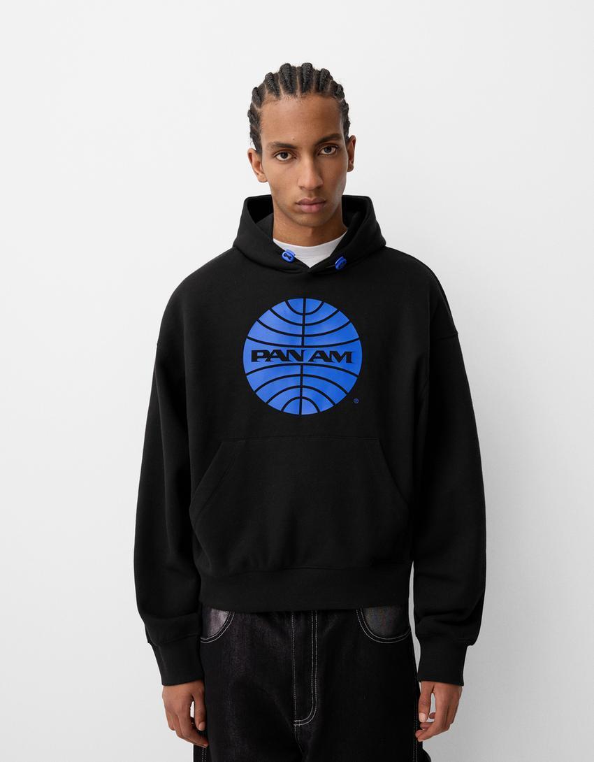 Pan Am print boxy fit hooded sweatshirt Product Image