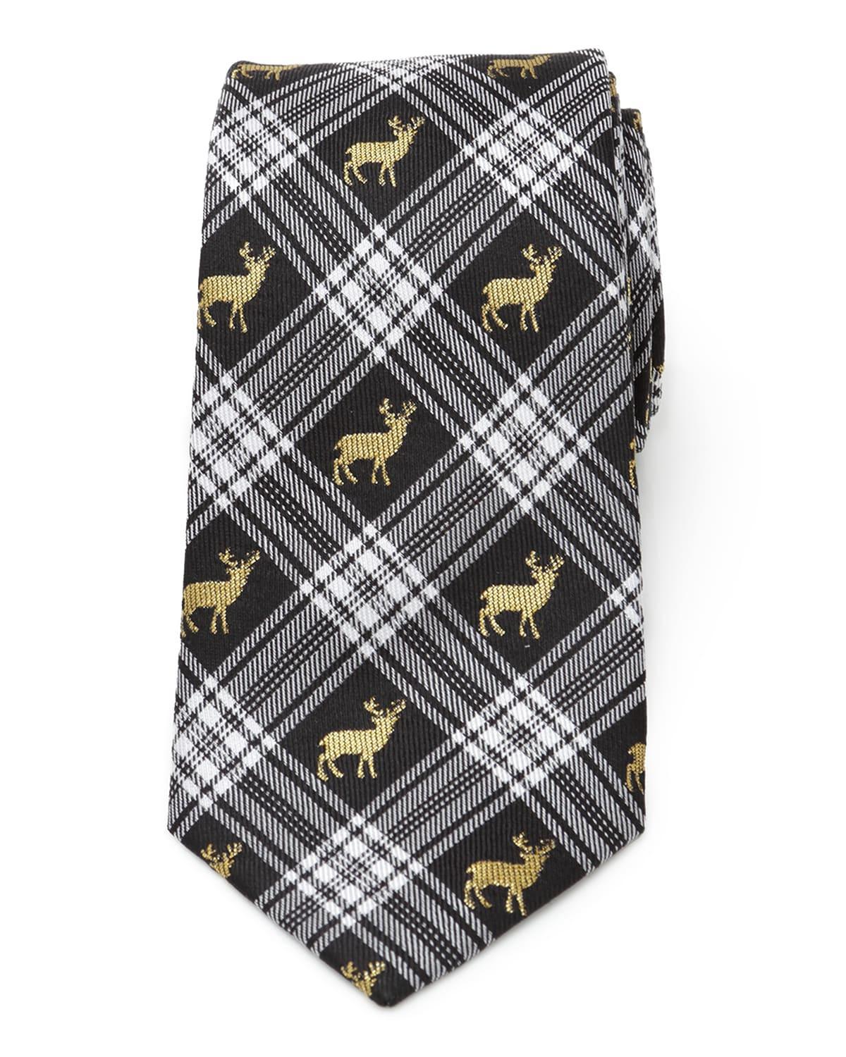 Mens Plaid Stag Silk Tie Product Image