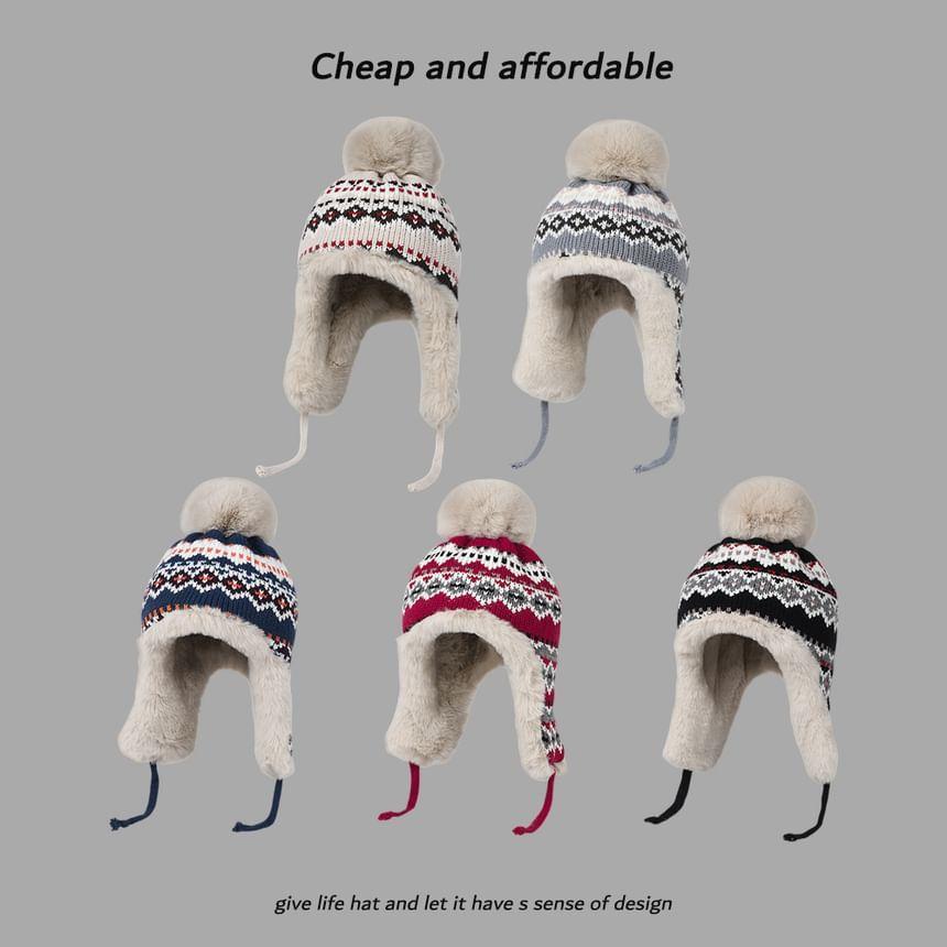 Pom Pom Pattern Trapper Hat Product Image