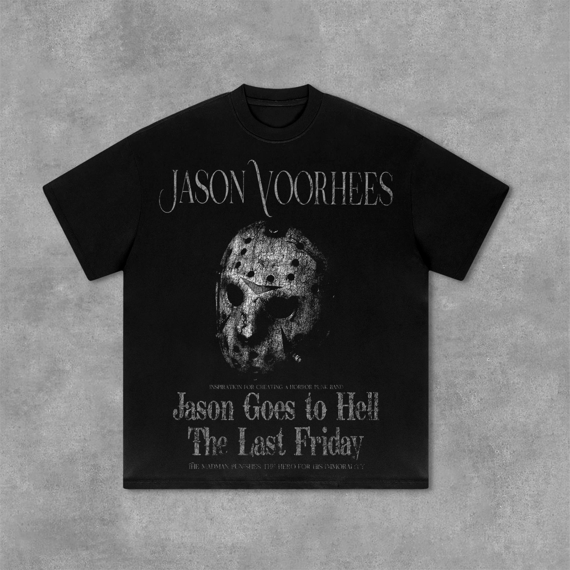 Sopula Jason Voorhees Dark Death Fear Broken Print Graphics Cotton T-Shirt Product Image