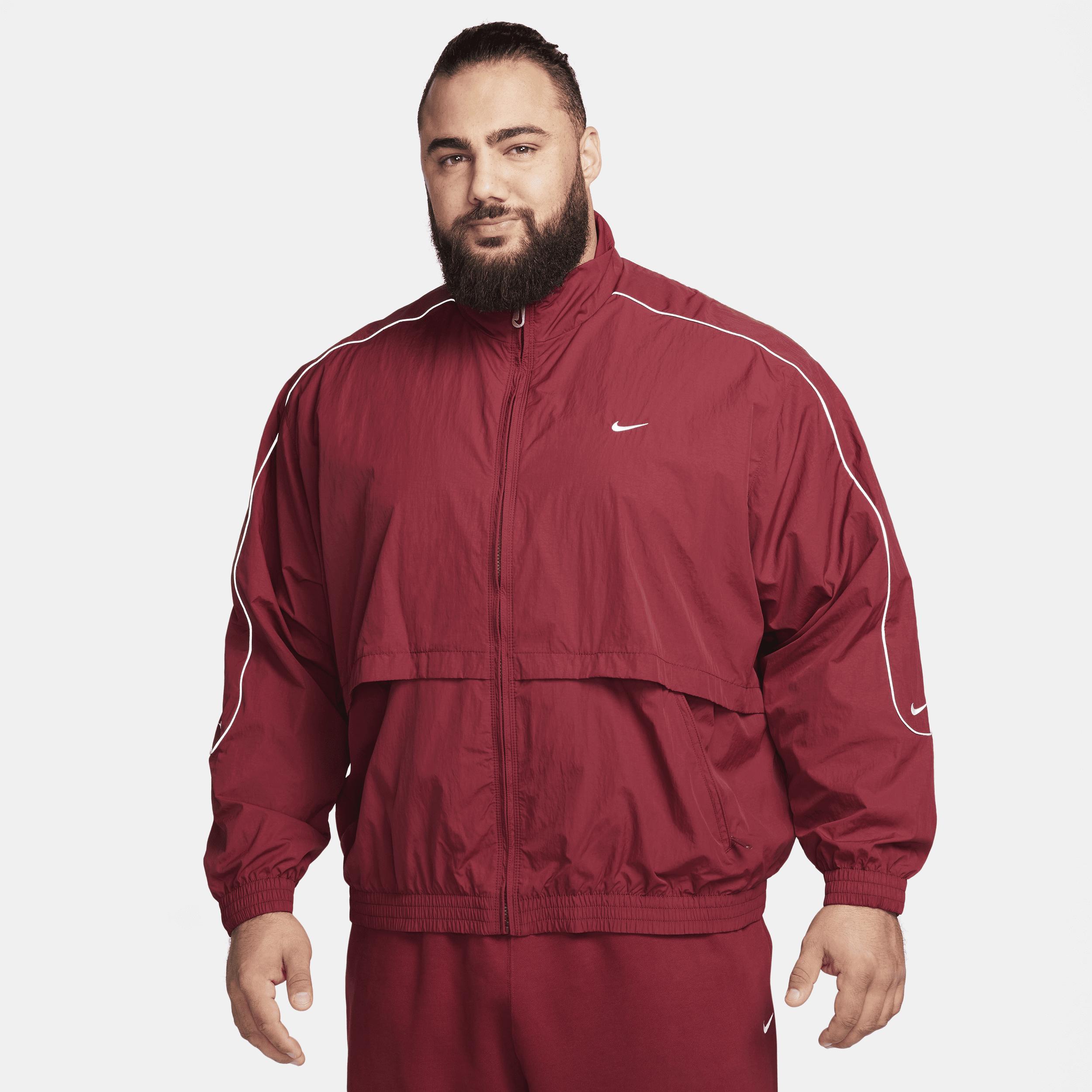 Men's Sportswear Solo Swoosh Woven Track Jacket In Team Red/white Product Image