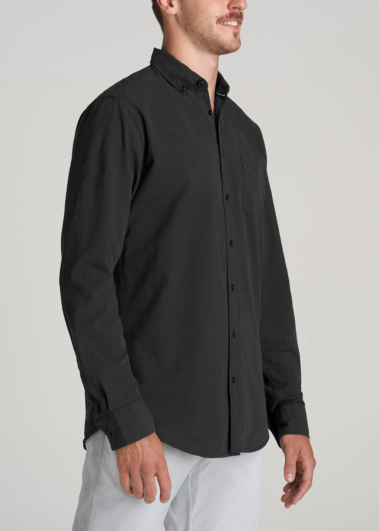 Washed Oxford Shirt for Tall Men in Black Male Product Image