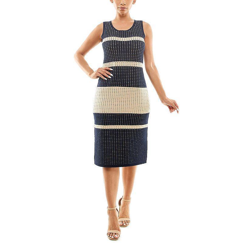 Womens Nina Leonard Midi Sweater Dress Blue Product Image