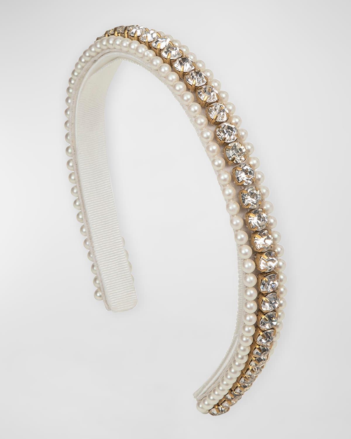 Womens Rita Crystal & Pearl Headband - Cream - Cream Product Image