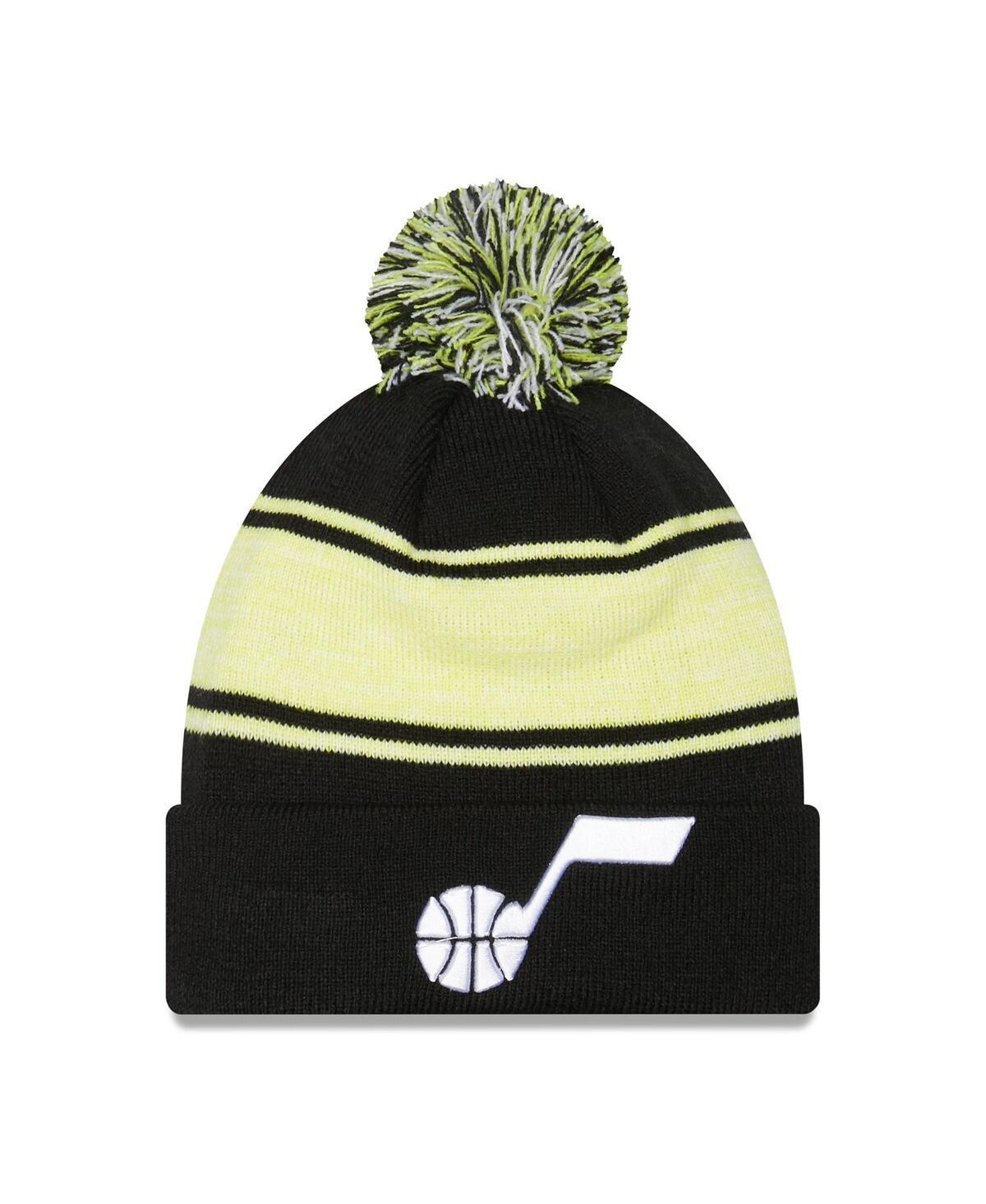 Mens New Era Black Utah Jazz Chilled Cuffed Knit Hat with Pom Product Image