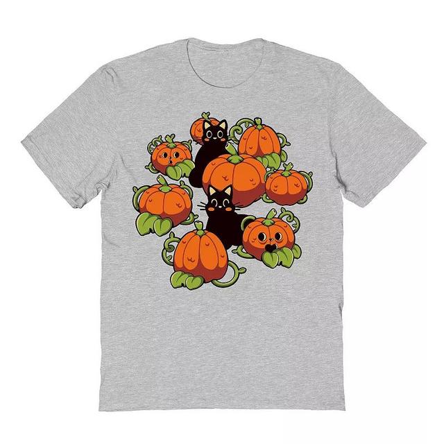 Mens Cats and Pumpkins Kawaii Halloween Graphic Tee Product Image