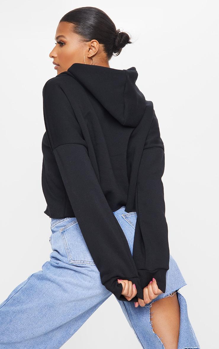 Black Oversized Fit Cropped Hoodie Product Image