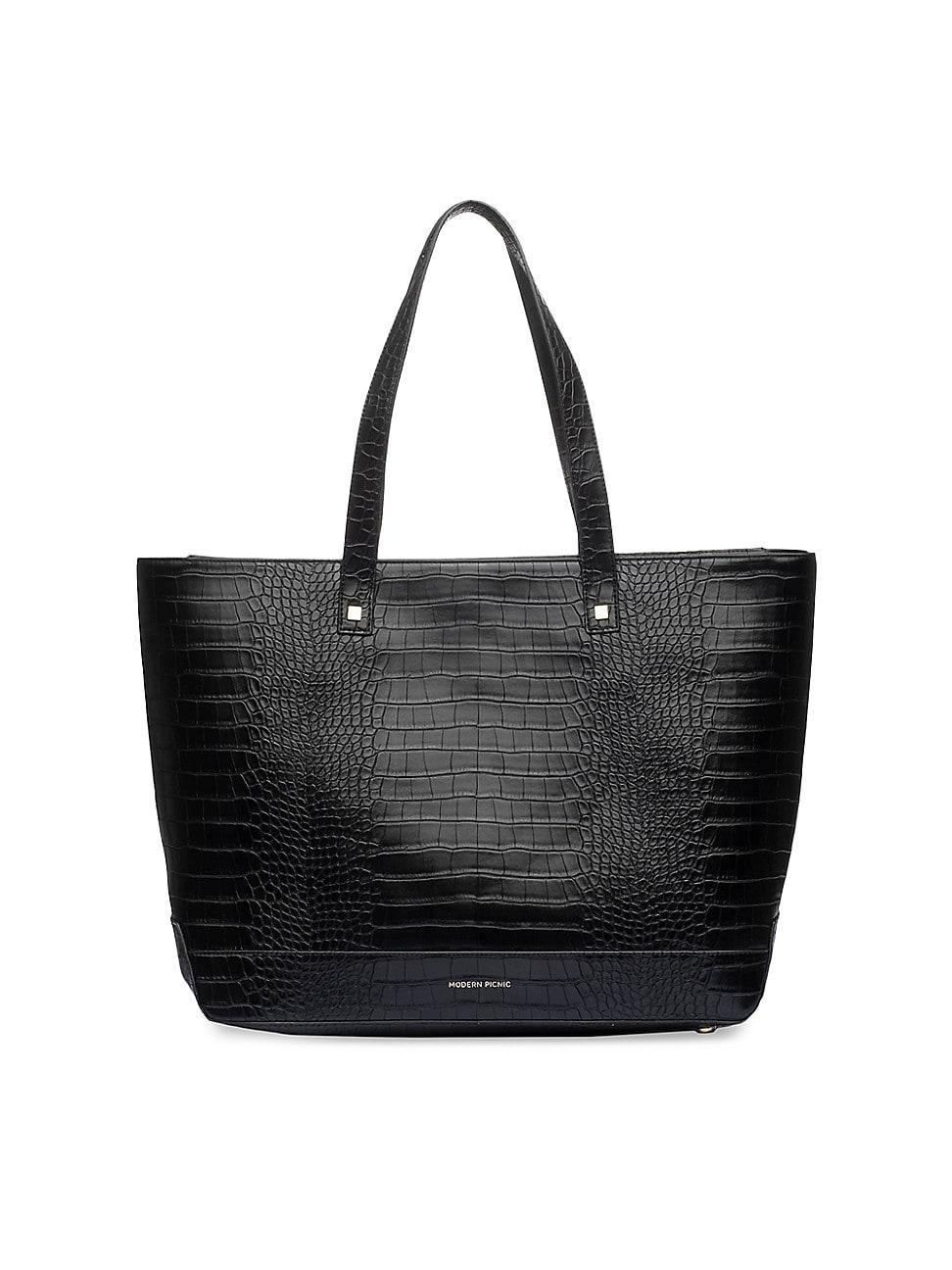 Womens The Crocodile-Embossed Vegan Leather Tote product image