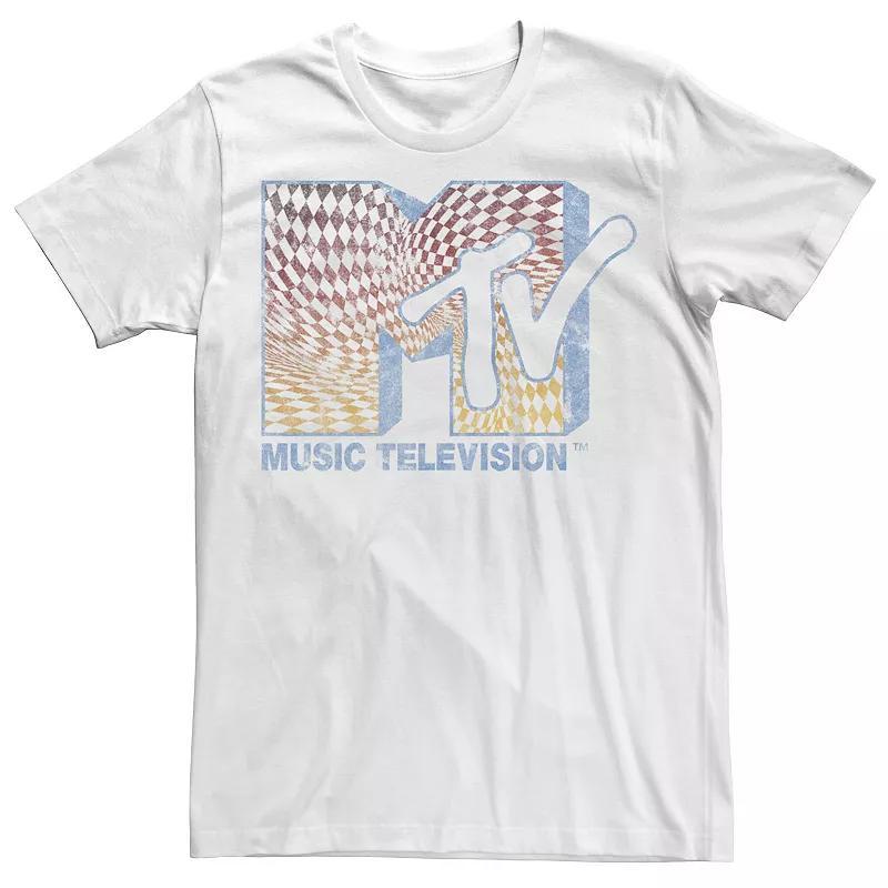 Mens MTV Wavy Checkered Print Logo Graphic Tee Product Image