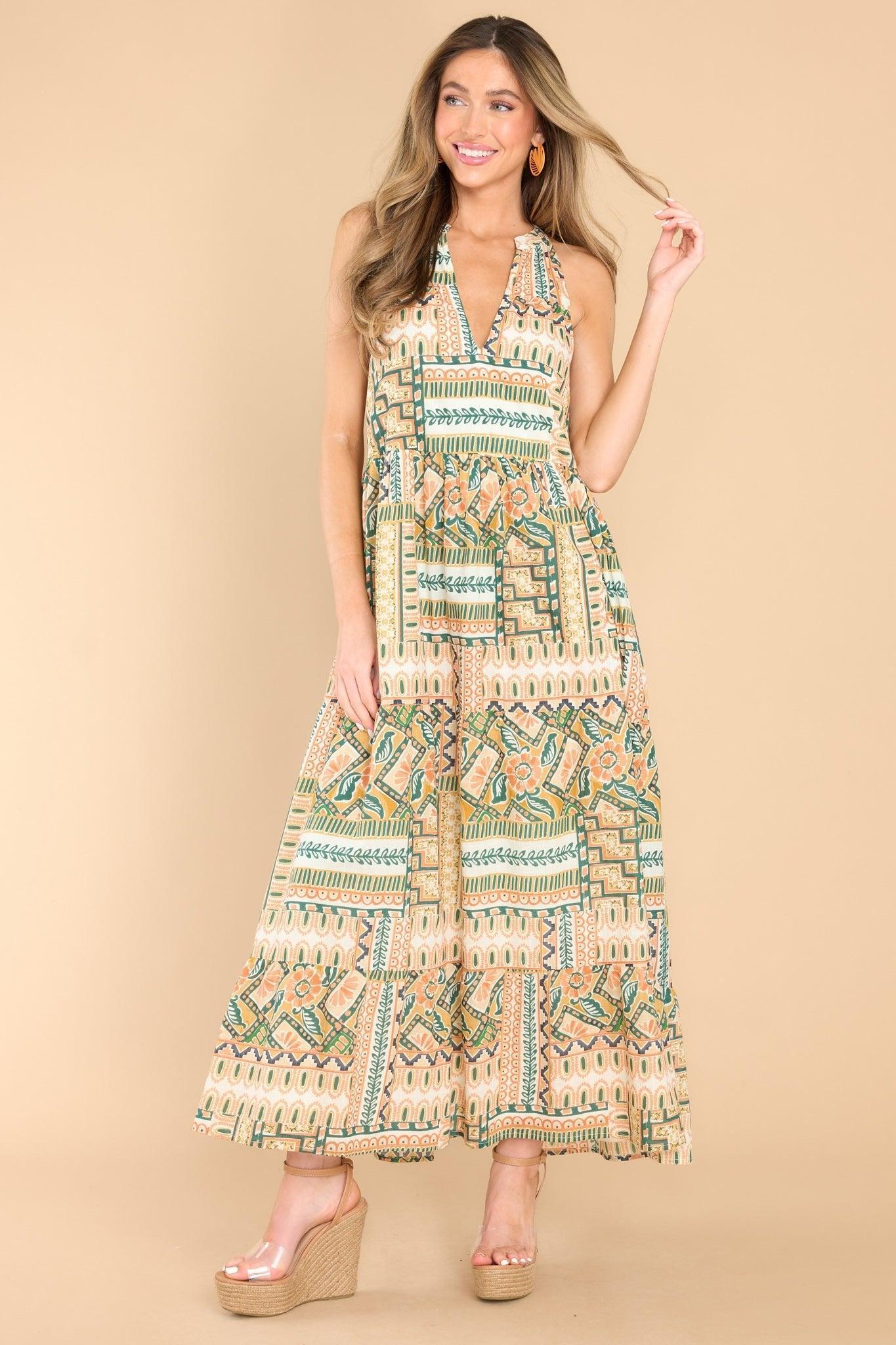 Talking Again Green Multi Print Maxi Dress Product Image