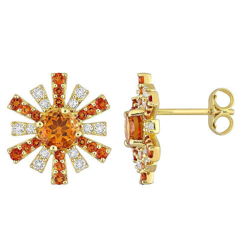 Stella Grace 18k Gold Over Silver Madeira Citrine & White Topaz Starburst Earrings, Womens, Gold Tone Product Image