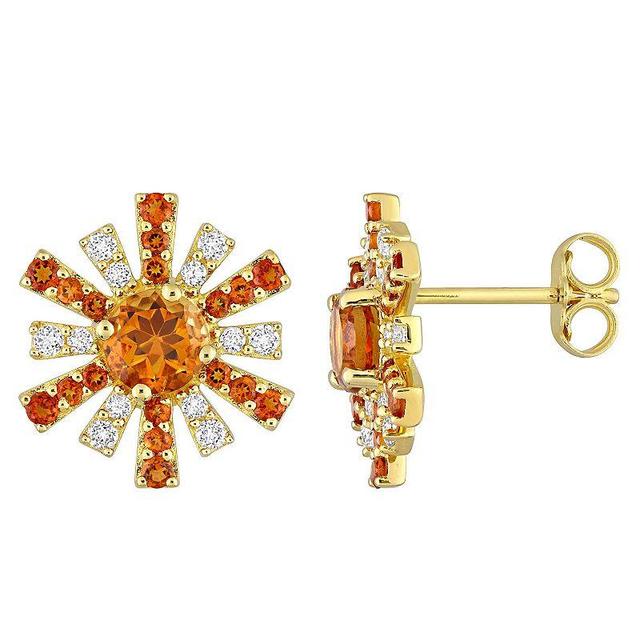 Stella Grace 18k Gold Over Silver Madeira Citrine & White Topaz Starburst Earrings, Womens, Orange Product Image