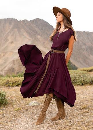 Pilar Dress in Deep Plum Product Image